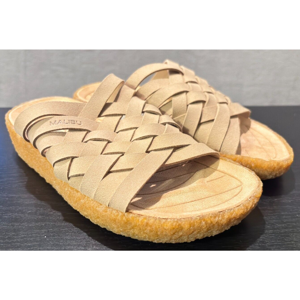 MALIBU SANDALS Zuma Vegan Suede Rubber Beige Women's Size 7 Men's 5